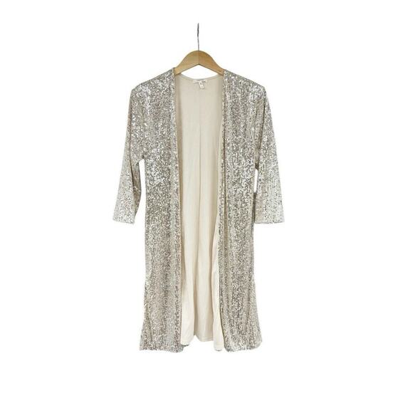 Maurice’s Gold Sequin Cardigan Western Bling Boho Womens Size Small - Picture 1 of 6